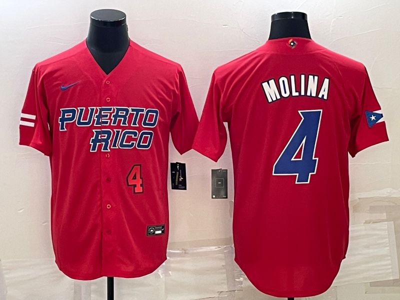 Men 2023 World Cub #4 Molina Red Nike MLB Jersey3->more jerseys->MLB Jersey